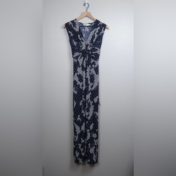 Eliza J Geometric Abstract Print Sleeveless Jersey Maxi Dress 4 - Picture 4 of 10